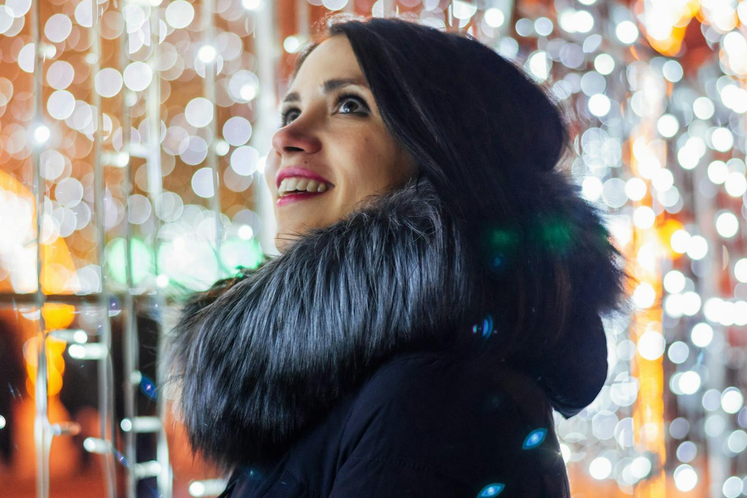 Julelys portræt bokeh baggrund